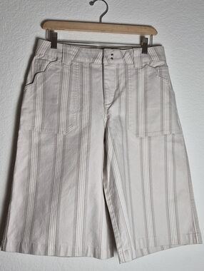 Democracy Cream and Tan Striped Cargo Shorts